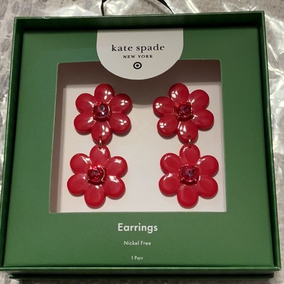Kate Spade Red Flower 🌸 Target collab earrings - Picture 2 of 4
